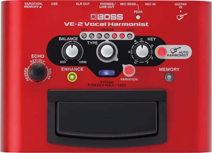 Boss VE-2 Vocal Harmonist - Frontside of Unit's Interface