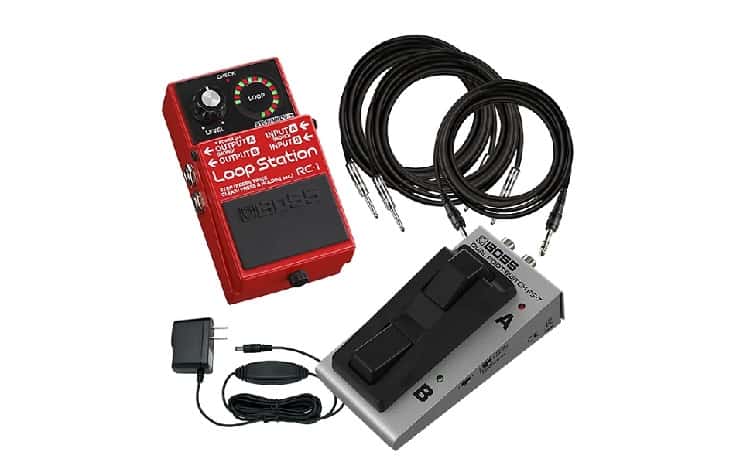 Boss RC-1 Loop Station Bundle with Instrument Cable, Patch Cable, Picks, and Austin Bazaar Polishing Cloth